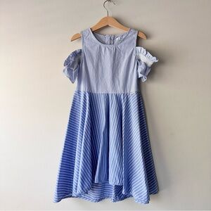 Mayoral Striped Dress with Smocked Sleeves